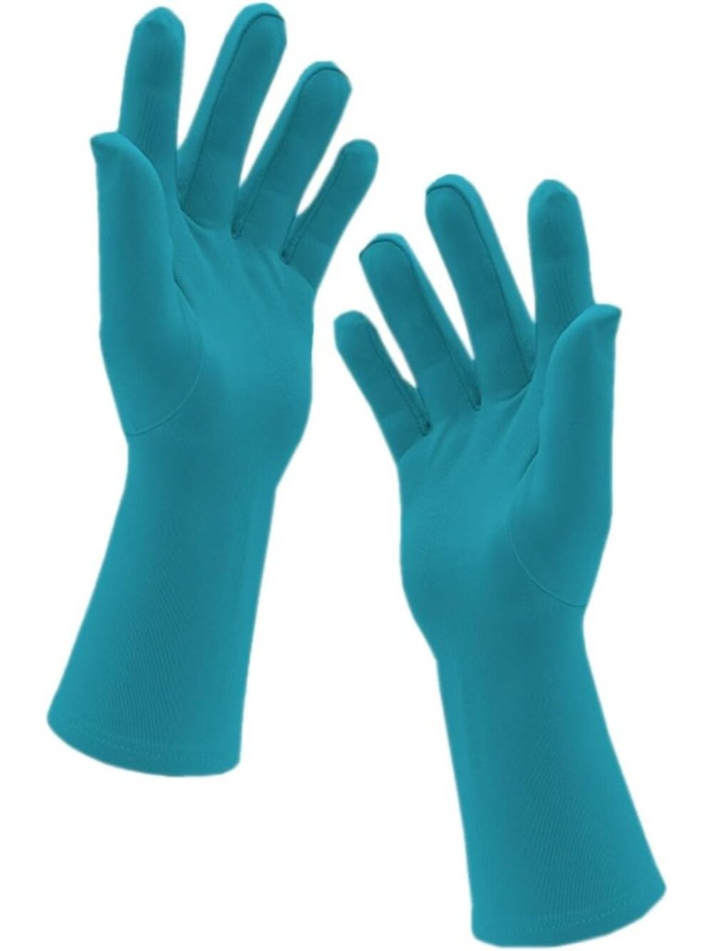 Men's and Women's Lake Blue Stretchy Length Banquet Spandex Short Party Gloves